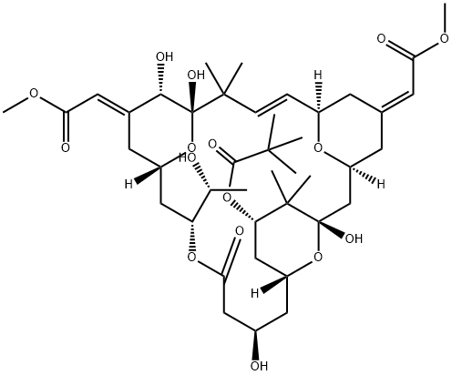 Propanoic acid, 2,2-dimethyl-, (1S,3S,5Z,7R,8E,11S,12S,13E,15S,17R,21R,23R,25S)-1,11,12,21-tetrahydroxy-17-(1R)-1-hydroxyethyl-5,13-bis(2-methoxy-2-oxoethylidene)-10,10,26,26-tetramethyl-19-oxo-18,27,28,29-tetraoxatetracyclo21.3.1.13,7.111,15nonacos-8-en- Structure