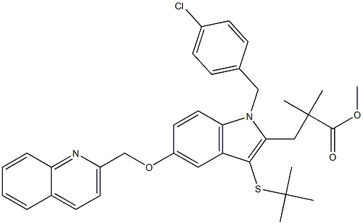 1H-Indole-2-propanoic acid, 1-[(4-chlorophenyl)Methyl]-3-[(1,1-diMethylethyl)thio]-α,α-diMethyl-5-(2-quinolinylMethoxy)-, Methyl ester|1H-INDOLE-2-PROPANOIC ACID, 1-[(4-CHLOROPHENYL)METHYL]-3-[(1,1-DIMETHYLETHYL)THIO]-Α,Α-DIMETHYL-5-(2-QUINOLINYLMETHOXY)-, METHYL ESTER
