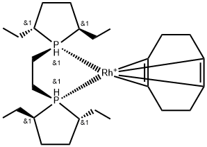 1,2-Bis((2R,5R)-2,5-diethylphospholano)ethane(cyclooctadiene)rhodium(I) tetrafluoroborate Struktur