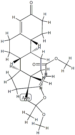 (20E)-17α,20-[(1-メトキシエタン-1,1-ジイル)ビスオキシ]-3-オキソ-19-ノルプレグナ-4,20-ジエン-21-カルボン酸メチル 化学構造式