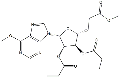 9-[2-O,3-O,5-O-トリプロパノイル-β-D-アラビノフラノシル]-6-メトキシ-9H-プリン 化学構造式