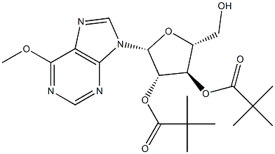 9-[2-O,3-O-ジピバロイル-β-D-アラビノフラノシル]-6-メトキシ-9H-プリン 化学構造式