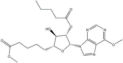 6-Methoxy-9-[2-O,5-O-bis(1-oxopentyl)-β-D-arabinofuranosyl]-9H-purine 结构式