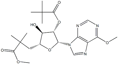 6-Methoxy-9-[2-O,5-O-bis(2,2-dimethyl-1-oxopropyl)-β-D-arabinofuranosyl]-9H-purine 结构式