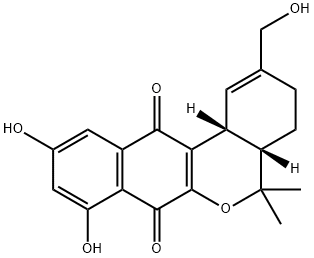 (4aS)-4,4aβ,5,12bβ-テトラヒドロ-8,10-ジヒドロキシ-2-(ヒドロキシメチル)-5,5-ジメチル-3H-ベンゾ[d]ナフト[2,3-b]ピラン-7,12-ジオン 化学構造式