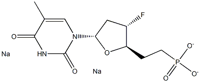 1-(2',3',5',6'-tetradeoxy-3'-fluoro-6'-phosphono-erythro-hexofuranosyl)thymine 化学構造式