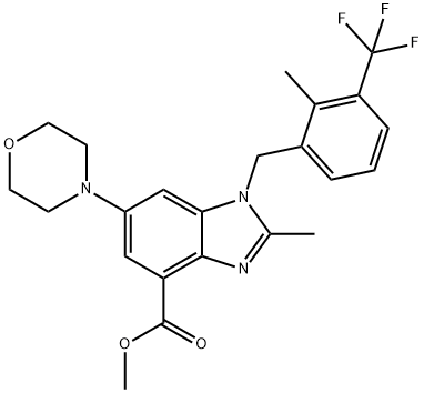 methyl 2-methyl-1-(2-methyl-3-(trifluoromethyl)benzyl)-6-morpholino-1H-benzo[d]imidazole-4-carboxy Structure