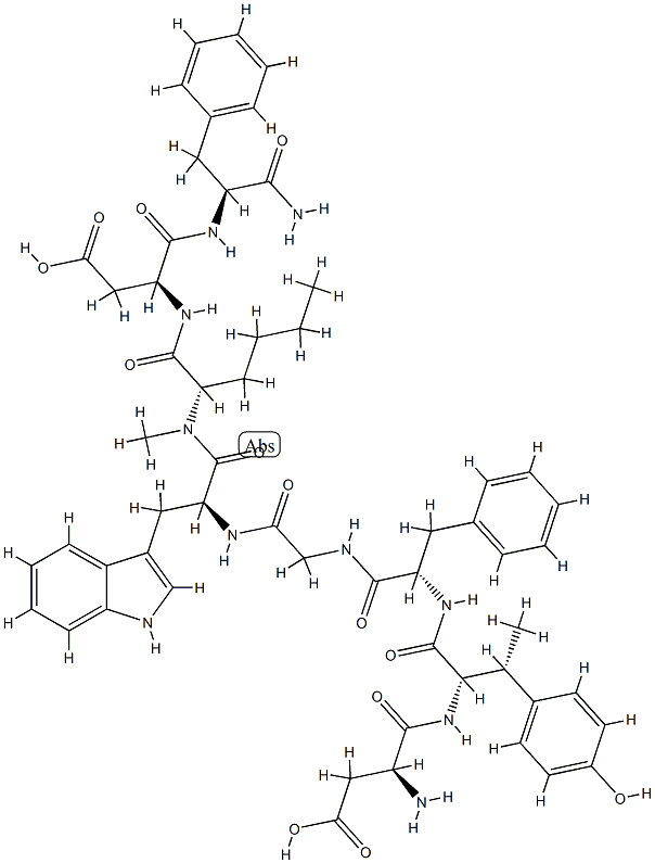 L-Asp-L-Tyr-β-メチル-L-Phe-Gly-L-Trp-N-メチル-L-Nle-L-Asp-L-Phe-NH2 化学構造式