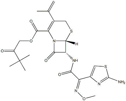 pivaloyloxymethyl 7-(2-(2-amino-4-thiazole)-2-methoxyiminoacetamido)-3-(2-propenyl)-3-cephem-4-carboxylate Structure