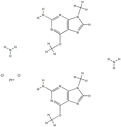 cis-diamminebis(O(6),9-dimethylguanine-7)platinum(II) 结构式