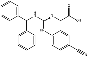 N-[[(ジフェニルメチル)アミノ][(4-シアノフェニル)アミノ]メチル]グリシン 化学構造式