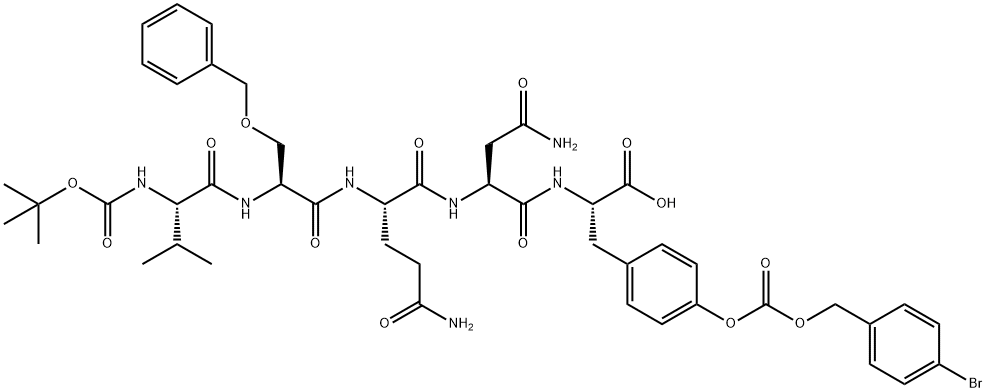 tert-butyloxycarbonyl-valyl-benzylseryl-glutaminyl-asparaginyl-(BrZ)tyrosine Structure