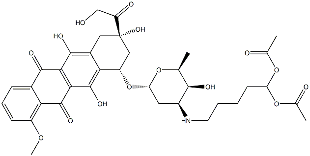 N-(5,5-diacetoxypentyl)doxorubicin Struktur