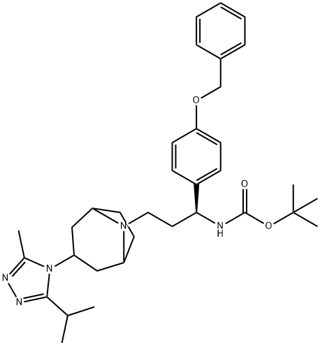 N-Des1-(4,4-difluorocyclohexanecarbonyl) N-tert-Butyloxycarbonyl 4-Benzyloxyphenyl Maraviroc 化学構造式