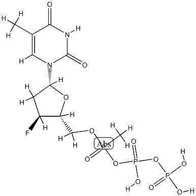 3'-fluoro-2',3'-dideoxythymidine-5'-(alpha-methylphosphonyl)-beta,gamma-diphosphate|