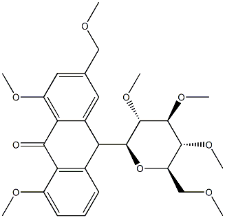 1,8-Dimethoxy-3-(methoxymethyl)-10-(2-O,3-O,4-O,6-O-tetramethyl-β-D-glucopyranosyl)anthrone Structure