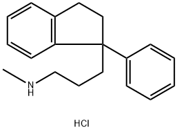 N-メチル-1-フェニル-1-インダンプロパン-3-アミン·塩酸塩 化学構造式