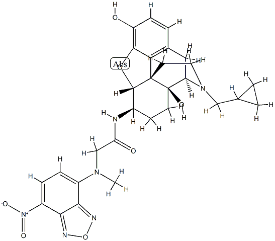 17-シクロプロピルメチル-3,14β-ジヒドロキシ-6β-[[N-(7-ニトロベンゾフラザン-4-イル)サルコシル]アミノ]-4,5α-エポキシモルフィナン 化学構造式