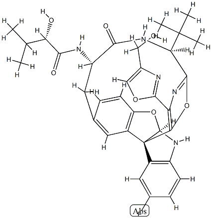 (S)-N-((15aR,110bS,3S,6S)-3-(tert-butyl)-19-fluoro-24-(4-(hydroxymethyl)oxazol-2-yl)-5-oxo-15a,110b-dihydro-16H-4-aza-1(10b,2)-benzofuro[2,3-b]indola-2(5,2)-oxazolacycloheptaphane-6-yl)-2-hydroxy-3-methylbutanamide, 1403850-91-8, 结构式