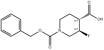 (3R,4R)-1-((苄氧基)羰基)-3-氟哌啶-4-羧酸,1404196-36-6,结构式