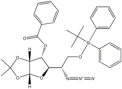 5-azido-3-O-benzoyl-6-O-tert-butyldiphenylsilyl-5-deoxy-1,2-O-isopropylidene talofuranose Structure