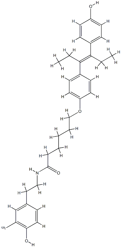 N-(4'-hydroxy-3'-iodophenethyl)-6-(4-O-diethylstilbestryl)hexanamide,140683-97-2,结构式
