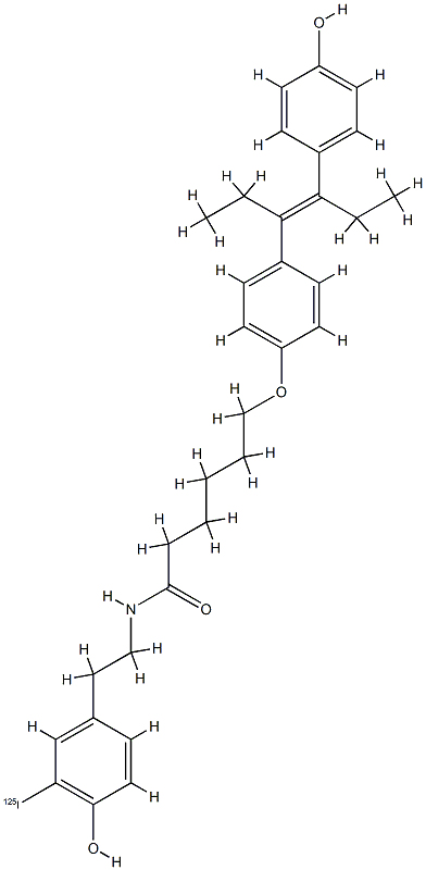 N-(4'-hydroxy-3'-iodophenethyl)-6-(4-O-diethylstilbestryl)hexanamide|