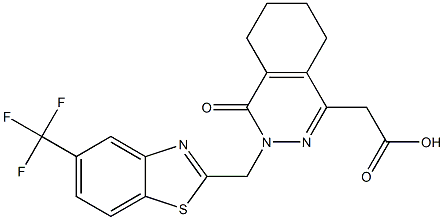 3,4-dihydro-4-oxo-5,6-cyclohexano-3-((5-(trifluoromethyl)benzothiazol-2-yl)methyl)-1-pyridazineacetic acid 化学構造式