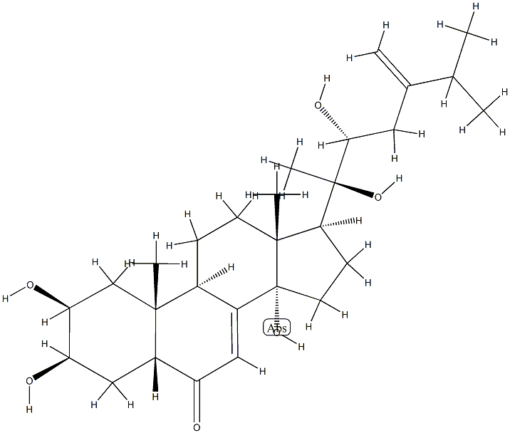 Ergosta-7,24(28)-dien-6-one,2,3,14,20,22-pentahydroxy-, (2b,3b,5b,22R)-, 141360-89-6, 结构式