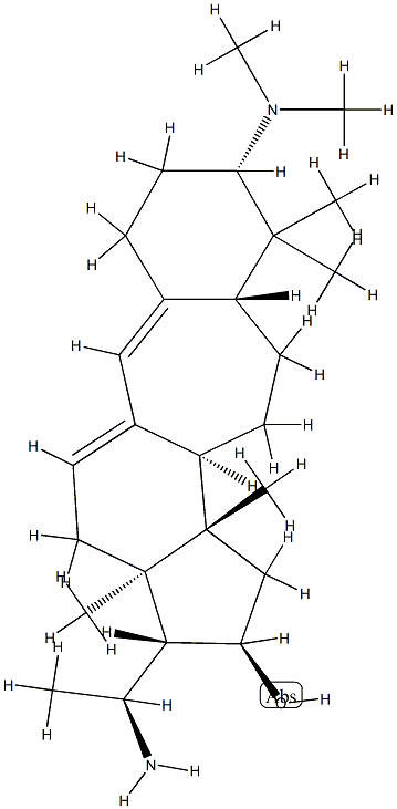 (20S)-20-アミノ-3β-(ジメチルアミノ)-4,4,14-トリメチル-B(9a)-ホモ-19-ノル-5α-プレグナ-9(11),9a-ジエン-16α-オール 化学構造式