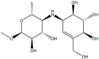 141902-24-1 alpha-D-Glucopyranoside, methyl 4,6-dideoxy-4-((4,5,6-trihydroxy-3-(hy droxymethyl)-2-cyclohexen-1-yl)amino)-, (1R-(1alpha,4alpha,5beta,6alph a))-