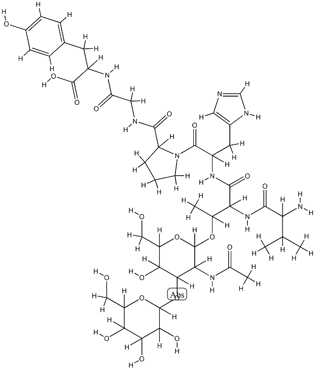 Val(galactosyl-3-galactosyl-N-acetyl)thr-his-pro-gly-tyr 结构式
