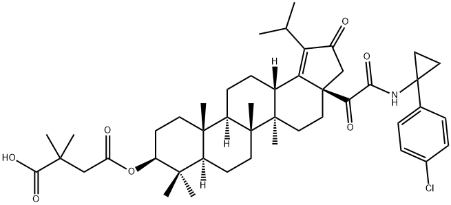 (3beta)-3-(3-Carboxy-3-methyl-1-oxobutoxy)-N-[1-(4-chlorophenyl)cyclopropyl]-alpha,21-dioxo-28-norlup-18-ene-17-acetamide,1422355-59-6,结构式