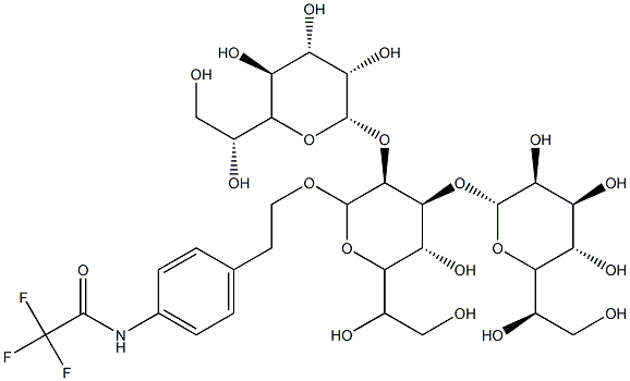 2-(4-trifluoroacetamidophenyl)ethyl O-heptopyranosyl-1-7-O-heptopyranosyl-1-3-heptopyranoside 结构式