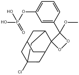 3-(2'-(spiro-5-chloroadamantane))-4-methoxy-4-(3''-phosphoryloxy)phenyl-1,2-dioxetane Struktur