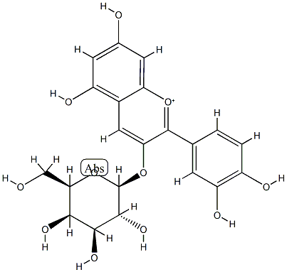 3',4',5,7-Tetrahydroxy-3-(β-D-galactopyranosyloxy)anthocyanidin Struktur