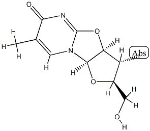 2,2'-anhydro-1-(3'-deoxy-3'-iodoarabinofuranosyl)thymine 化学構造式
