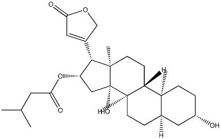 3β,14-Dihydroxy-16β-(3-methyl-1-oxobutoxy)-5β,14β-card-20(22)-enolide Structure