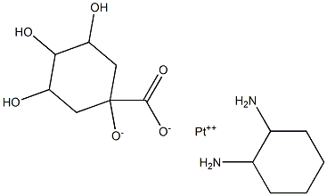 quinato(cyclohexanediamine)platinum(II) 化学構造式