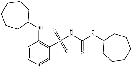 1-[[4-(シクロヘプチルアミノ)-3-ピリジル]スルホニル]-3-シクロヘプチル尿素 化学構造式