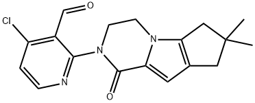4-Chloro-2-(7,7-diMethyl-1-oxo-3,4,7,8-tetrahydro-1H-cyclopenta[4,5]pyrrolo[1,2-a]pyrazin-2(6H)-yl)nicotinaldehyde Struktur