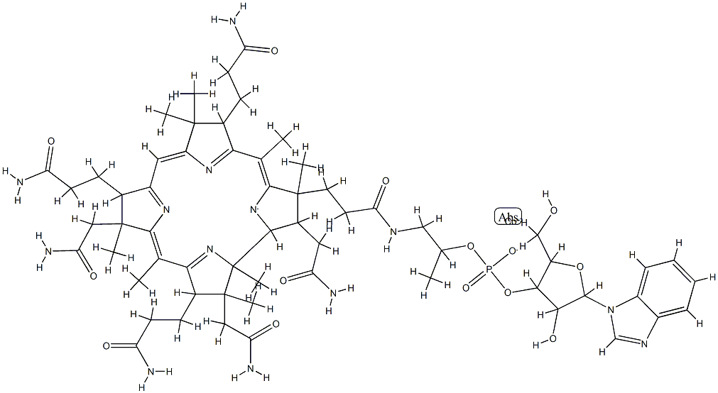 Coalpha-(alpha-5,6-dimethylbenzimidazolyl)-Cobeta-cyanocobamide Structure