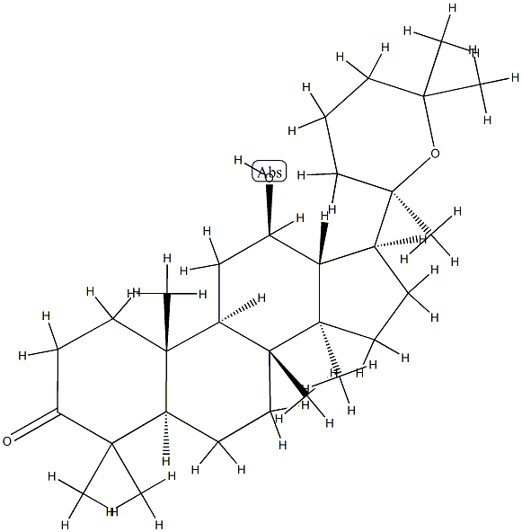 (20R)-20,25-エポキシ-12β-ヒドロキシダンマラン-3-オン 化学構造式
