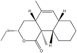 (3R)-3,4,4aβ,6aβ,7,8,9,10,10aβ,10b-デカヒドロ-3α-エチル-5,10bα-ジメチル-1H-ナフト[1,2-c]ピラン-1-オン 化学構造式