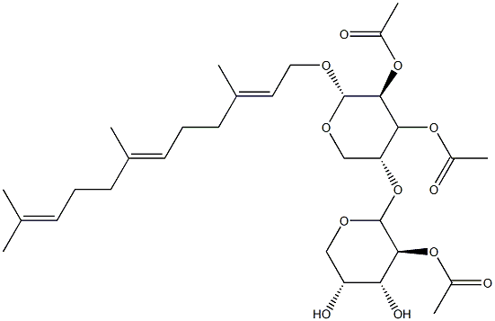 farnesyl 4-O-arabinopyranosyl-arabinopyranoside-2,2',3-triacetate Structure