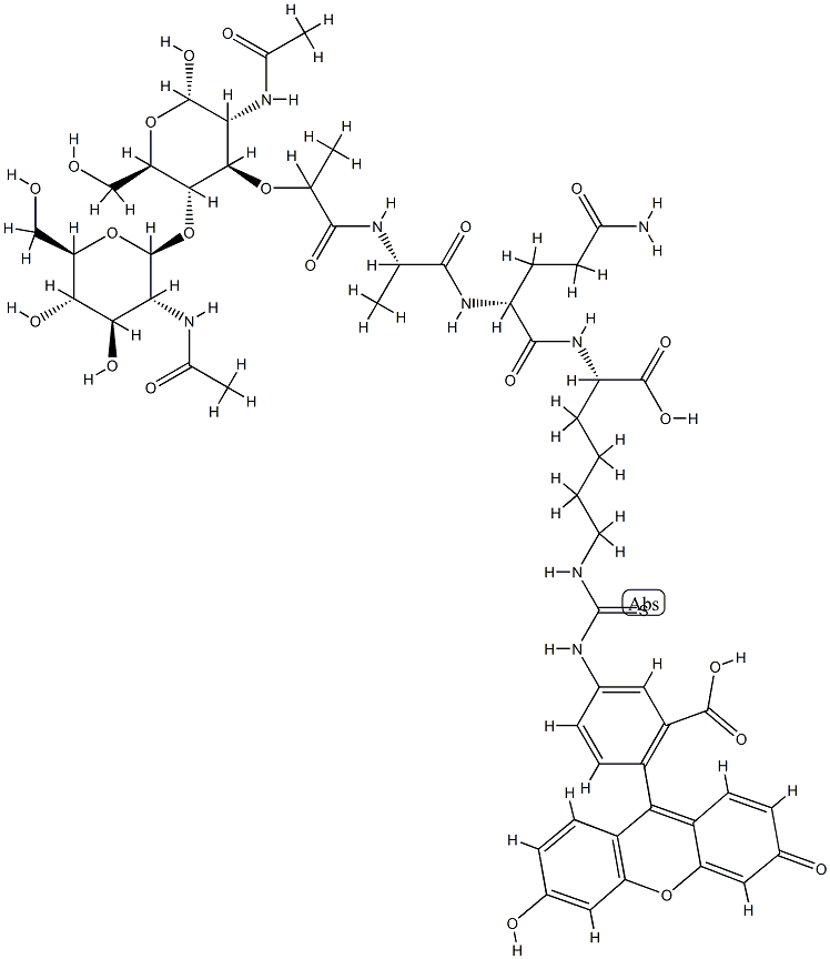 fluoresceinthiocarbamoyl-Lys-GlcNAc-1-4-MurNAc-Ala-isoglutamine Structure