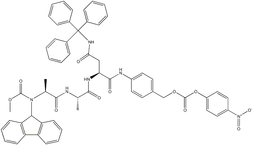 Fmoc-Ala-Ala-Asn(Trt)-PAB-PNP Struktur