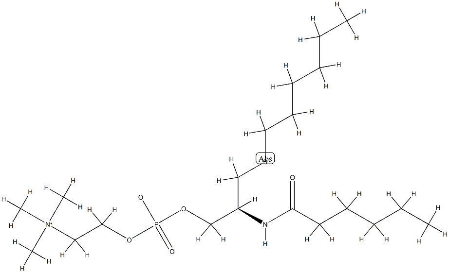 1-(hexylthio)-2-(hexanoylamino)-1,2-dideoxy-sn-glycero-3-phosphocholine Struktur