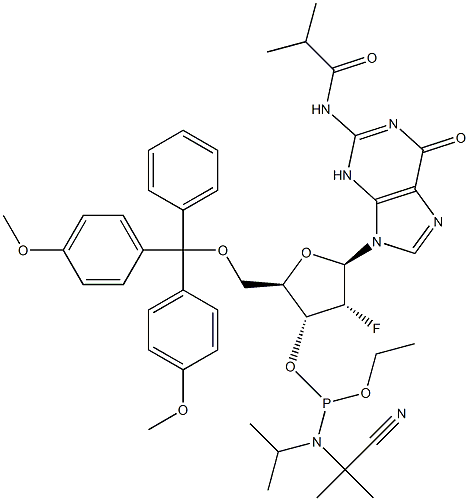 DMT-2'フルオロ-DG(IB) ホスホロアミダイト 化学構造式