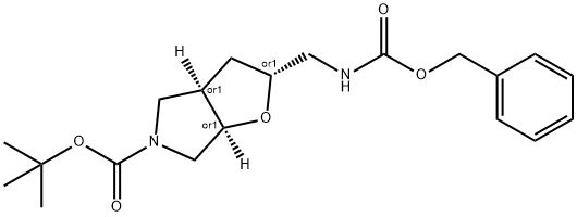 Racemic-(2R,3aR,6aR)-tert-butyl 2-((((benzyloxy)carbonyl)amino)methyl)tetrahydro-2H-furo[2,3-c]pyrrole-5(3H)-carboxylate(WX111683) 化学構造式